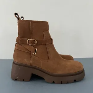Steve Madden Coletta Lug Sole Tan‎ Suede Buckle Ankle Booties thumbnail 4