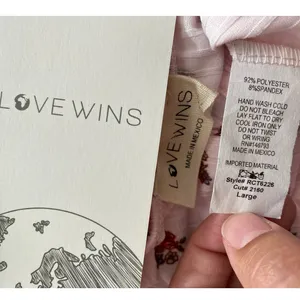 Love Wins Womens Pink Floral Strappy Light Tank Top NEW Large thumbnail 7