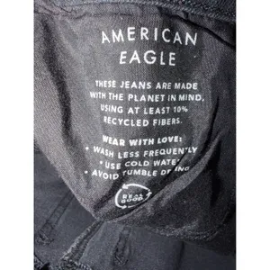 American Eagle Jeans Women 6 Washed Black Mom Jeans Straight Distressed Stretch‎ thumbnail 7