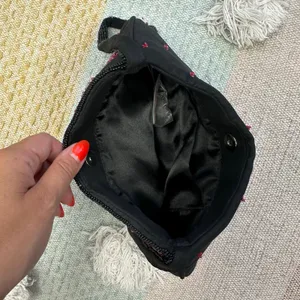 Floral Sequin Beaded Mini Shoulder Handbag Black thumbnail 5