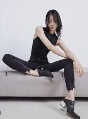 Zara square toe‎ block heel mules black leather size 36 thumbnail 1