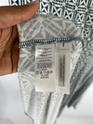 LOFT Geometric Crisscross Back Fit & Flare Dress Blue White Size 0 thumbnail 7