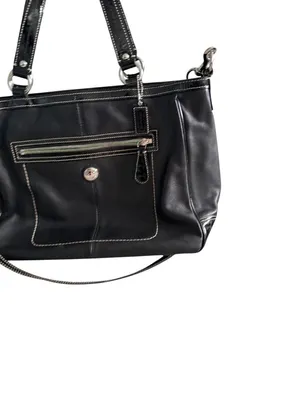 COACH Laura Black Silver Leather Tote Bag w/ Strap thumbnail 13