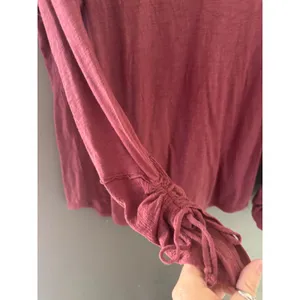 BKE Womens XL Burgundy‎ Slub Knit Grunge Fall Top Tie Cuff Long Sleeve Relaxed thumbnail 2