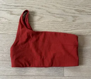 Red Lululemon asymmetrical sports bra thumbnail 1