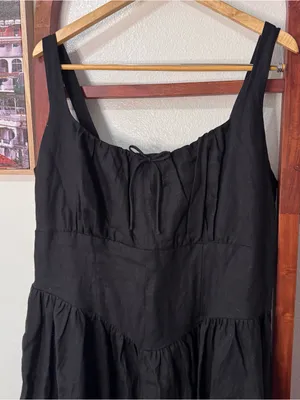 Reformation Balia Linen Midi Dress Black Corset NEW thumbnail 6