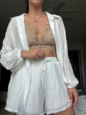 White sheet top & shorts set thumbnail 1