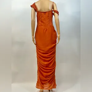 ASOS Orange Maxi Dress with Ruched Skirt Size 6 thumbnail 12