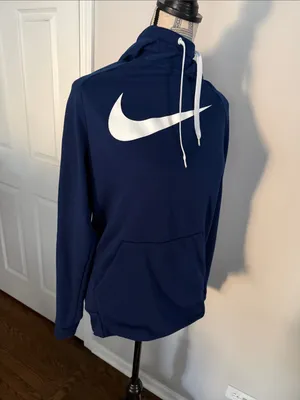 Nike Dri-FIT Women’s Navy Blue Hoodie Size Medium Athletic Pullover thumbnail 2