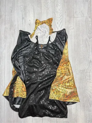 Nwt musical legs cat halloween costume cosplay with black dress and cape m/l thumbnail 4