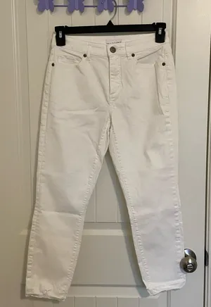 EUC LOFT women’s raw hem‎ white denim curvy skinny crop jeans size 27 thumbnail 1