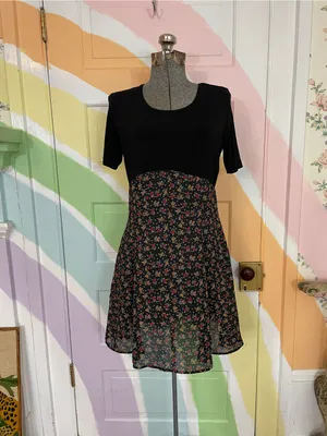 Vintage Y2K 90s RIPE Clothing Ditsy Floral Babydoll Mini Dress USA Sz M 💚🎀 thumbnail 3