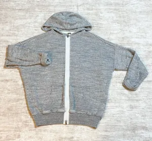 Free People In Bloom Women’s Small Oversized Gray Knit Zip Sweatshirt Hoodie thumbnail 1