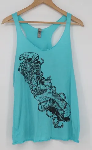 Next Level Apparel California Graphic Racerback Tank Top Turquoise Blue XL thumbnail 1