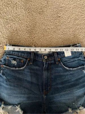 Abercrombie and fitch blue distress Raw Hem Distressed Denim Shorts 30(10) NWT thumbnail 9