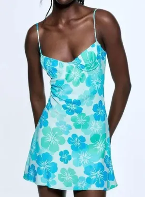 Zara Hawaiian Blue Dress thumbnail 1