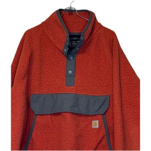 Carhartt Women's Fleece Pullover Sherpa 1/4 Snap Relaxed Fit 0J4991-W Orange XXL thumbnail 4