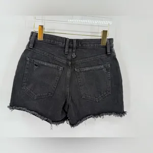We The Free‎ People Black Mid Rise Fray Hem Button Fly Jean Short Shorts Size 25 thumbnail 2