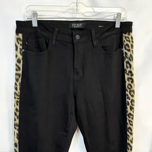 Judy Blue Size 13/31 Jeans Black Skinny Jegging Leopard Stripe Mid Rise 1655‎ thumbnail 3