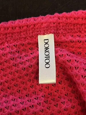 Dokotoo Sweater Womens Medium Pink Waffle Knit Long Sleeve Pocket Pullover thumbnail 7