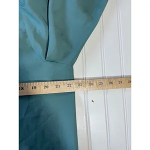 J.Crew Teal Green Ruffle Neck Tie Blouse Smocked Cuff Long Sleeve Top Size L thumbnail 7