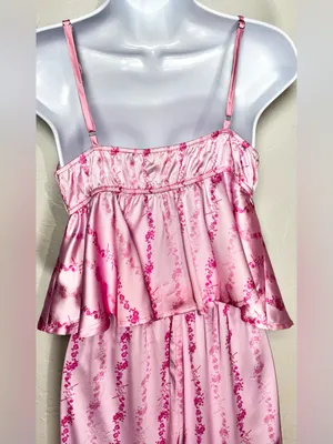 Rareraw Cottagecore Coquette Pink Satin Pajama Set Size Medium thumbnail 6