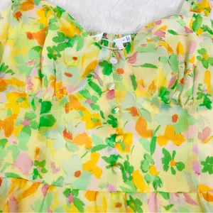 ASTR the Label Floral Chiffon‎ Maxi Dress Small Yellow Tiered Wedding Guest New thumbnail 6