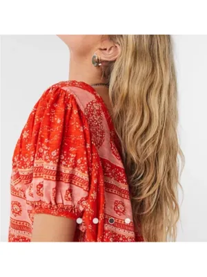 Free People paisley print red top thumbnail 3