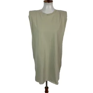 Zara Dress Medium Gray Sleeveless Shoulder Pads Minimal Chic Work thumbnail 2