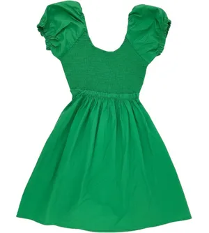 Altar'd State Kemlyn Green Smocked Puff Sleeve Tie Back Mini Dress Small thumbnail 1