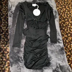 Princess Polly Santanna Mini Dress in Black Size 2 New with tag thumbnail 5