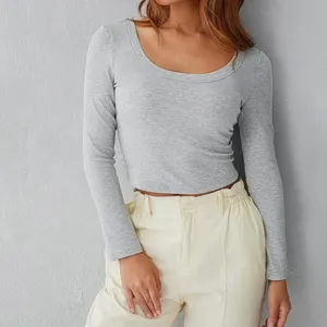 Amazon Y2k Skinny Long Sleeve Backless Crop Top Square Neck Bodycon Shirt thumbnail 3