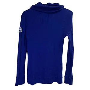 Lauren Ralph Lauren Active Waffle Knit Cowl Neck Kangaroo Pocket Blue Medium thumbnail 8