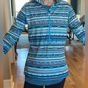 Nike Pro Dri Fit Pullover Blue Print Athletic Top Womens Performance thumbnail 1