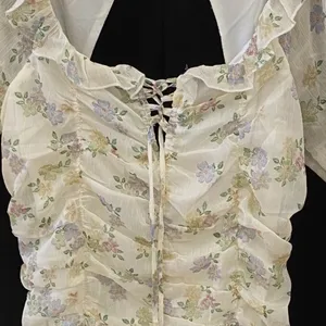 Storia Floral Mesh Ruched‎ Off Shoulder Mini Dress - M NWT thumbnail 4