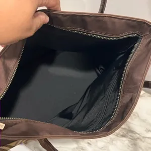Auth BURBERRY BLUE LABEL Tote Bag Nova Check Brown Nylon Black Leather thumbnail 3