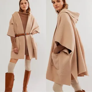 FREE PEOPLE All I Need Cozy Duster Beige Cape Kimono Hood Sweater Cardigan thumbnail 2