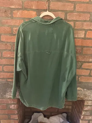 Zara Button Up Denim Jacket Green thumbnail 3