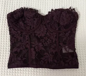 EXPRESS Lace corset Top in Dark Purple thumbnail 1