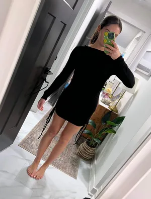 Ribbed Black Long Sleeve Dress thumbnail 2