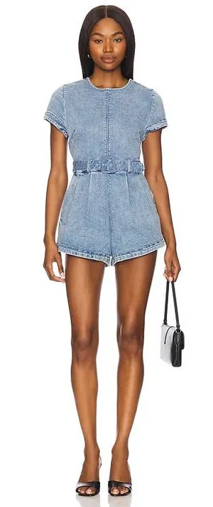 Free people charlotte denim romper thumbnail 1