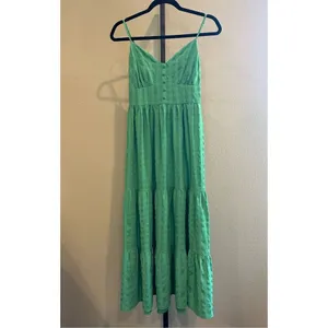 Forever 21 Tiered Midi Dress in Green Size S thumbnail 2