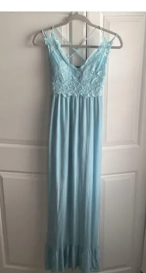 Rue21 Maxi Long Dress Blue XS lace thumbnail 2
