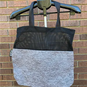 Victoria’s Secret PINK Grey Black Mesh Weekender Tote Shoulder Bag Open Top Gym thumbnail 5