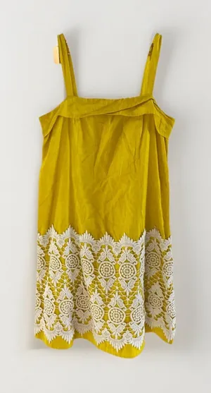 Anthropologie‎ Floreat Yellow and White Lace Cloud Dress Sleeveless Size 4 thumbnail 1