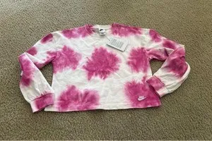 Ab28 girl top large youth tie die pink long sleeve thumbnail 1