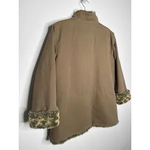 Vintage 2000s J.Jill Brown Faux Fur Lined Coat Jacket Size L thumbnail 12