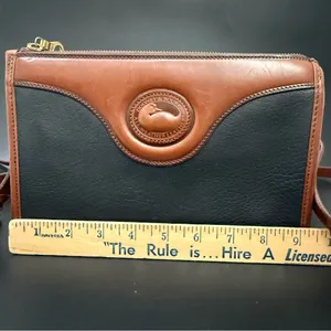 Vintage DOONEY & BOURKE All Weather Leather Collection Black/Brown Crossbody Bag thumbnail 8
