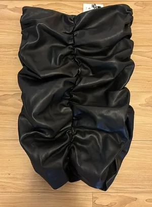 Zara Faux Leather Scrunched Skirt thumbnail 1