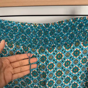 Alice + Olivia Small Russell Pants‎ High Waist Geo Teal Blue Wide Leg Boho Gypsy thumbnail 3